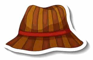 Free vector a sticker template with a brown bucket hat isolated