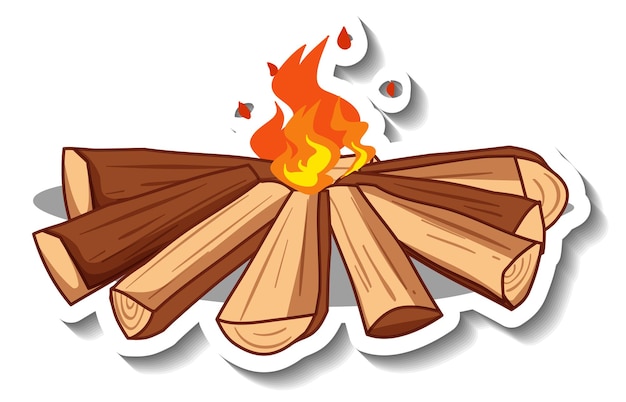 Sticker template with campfire isolated