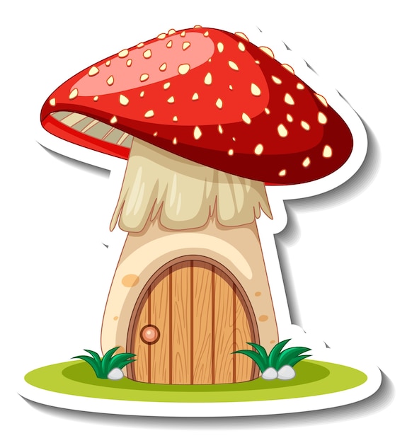 Free vector a sticker template with cute mushroom house isolated