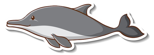 Sticker template with a dolphin cartoon character isolated