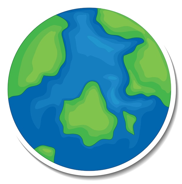 Free Vector a sticker template with the earth in cartoon style isolated