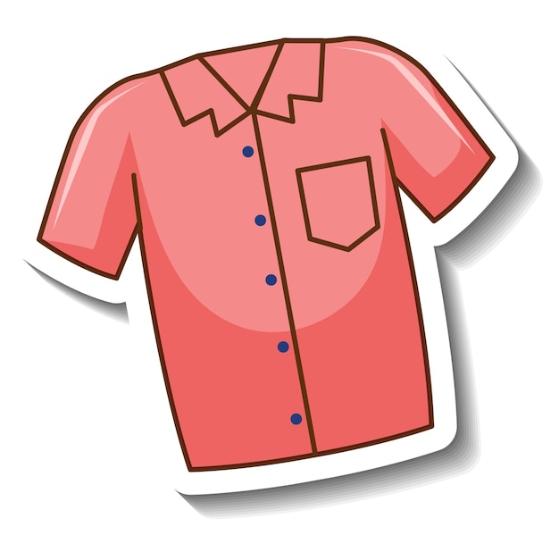 A sticker template with front of pink shirt isolated