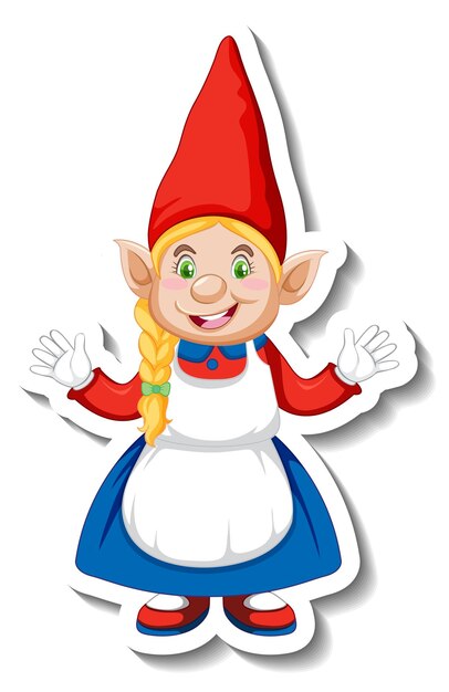 A sticker template with garden gnome or dwarf cartoon chracter