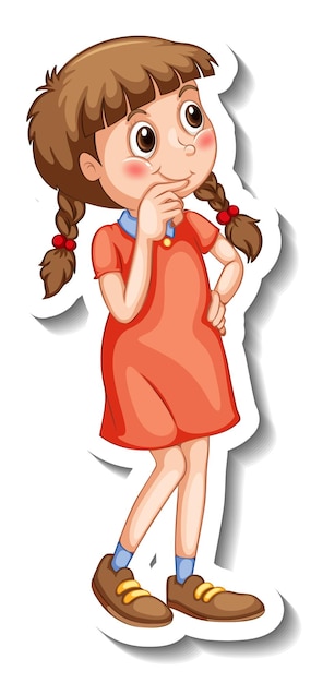 Free Vector sticker template with a girl cartoon character isolated