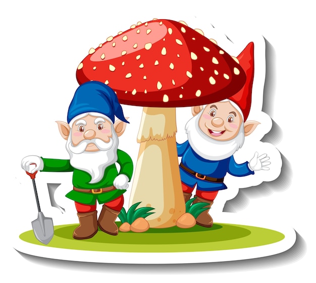 A sticker template with gnome cartoon character