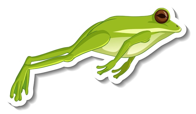 Free Vector a sticker template with a green frog jumping isolated