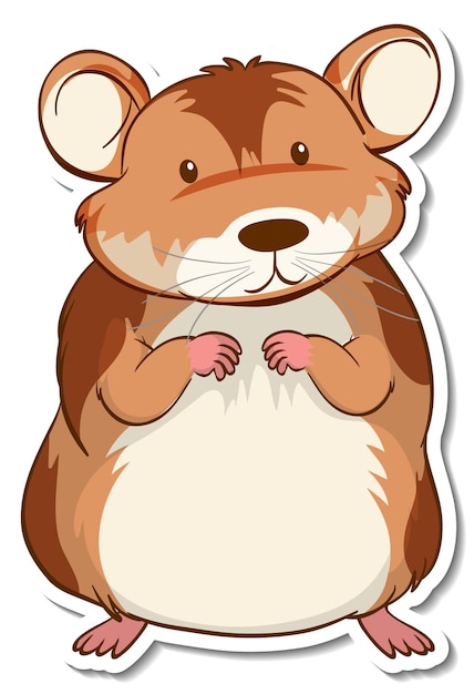 Free Vector a sticker template with a hamster cartoon character isolated