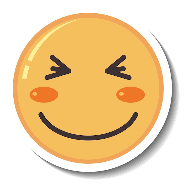 Free vector a sticker template with happy face emoji isolated