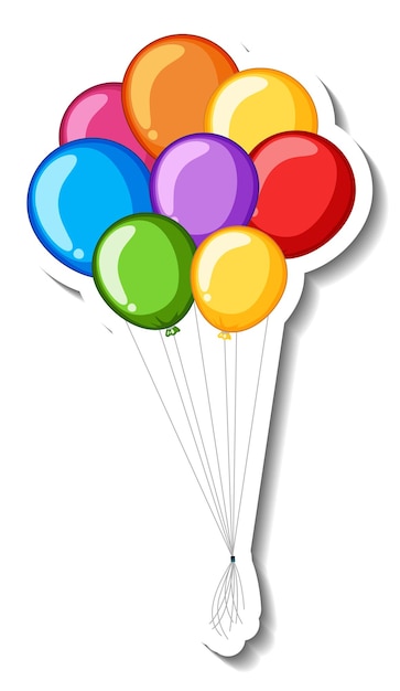 Free vector sticker template with many colourful balloons