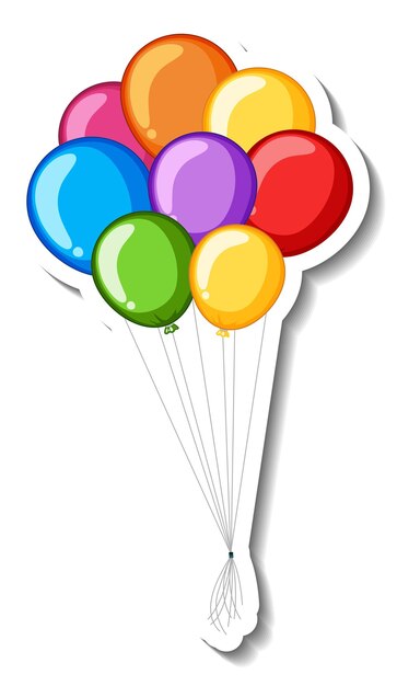 Sticker template with many colourful balloons