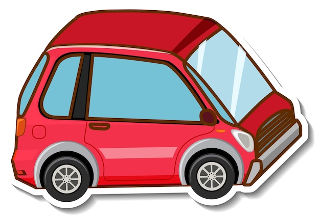 A sticker template with mini car in cartoon style isolated