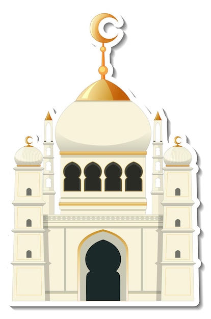 A sticker template with Mosque building isolated