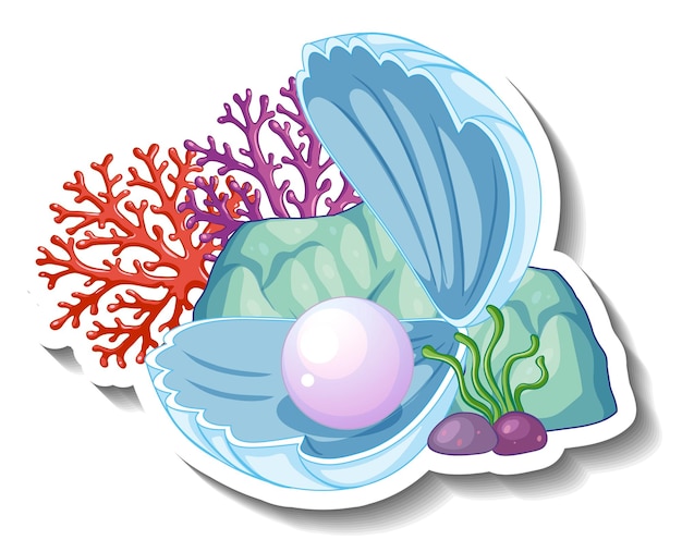 A sticker template with Pearl in shell isolated