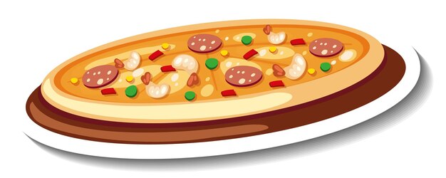 Sticker template with Pizza isolated