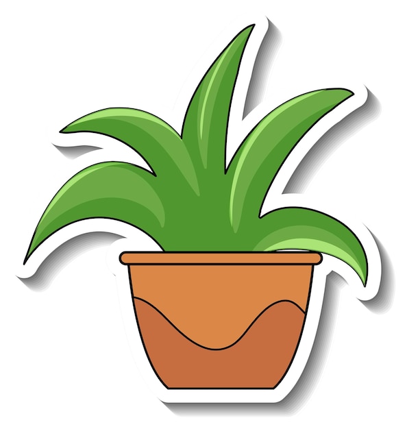 Sticker template with plant in a pot isolated