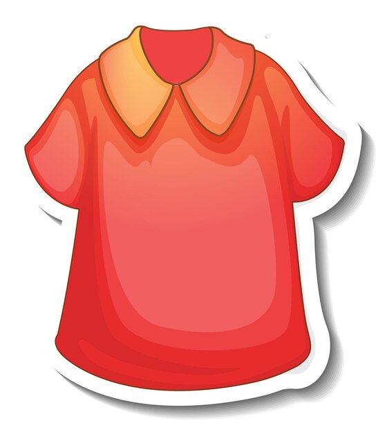 A sticker template with a red shirt for women isolated