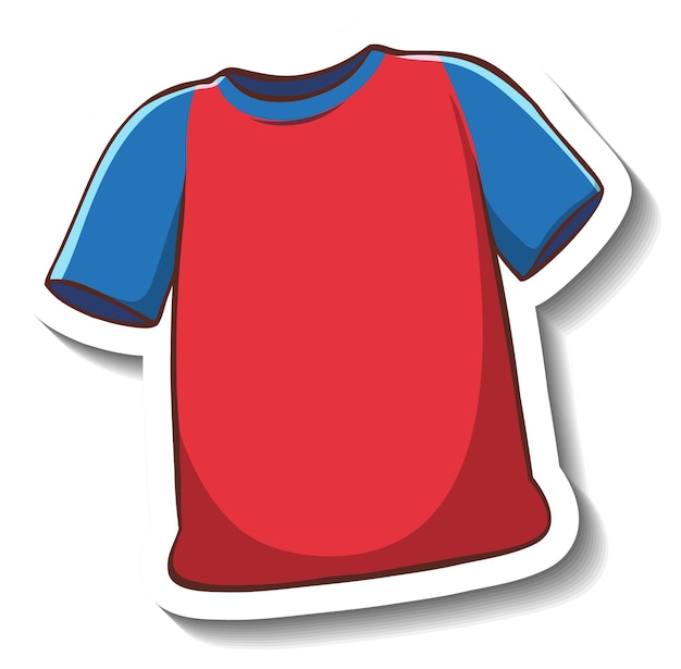 A sticker template with a red t-shirt isolated