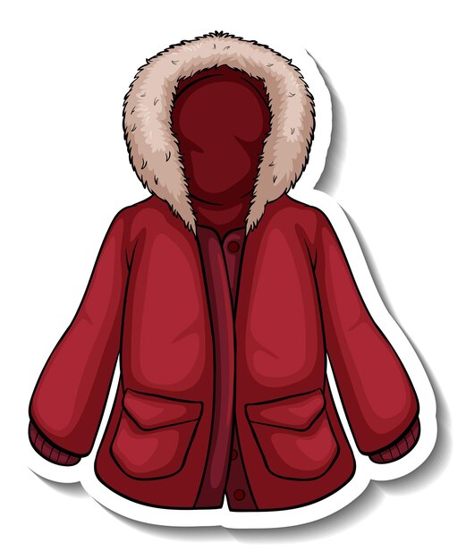 A sticker template with red winter coat isolated