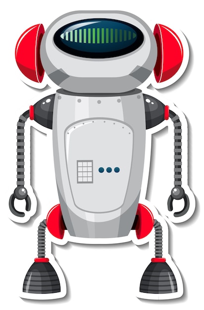 Free Vector sticker template with robot in cartoon style