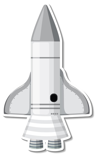 Free vector sticker template with rocket ship isolated