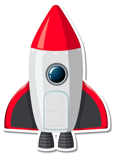 Sticker template with rocket ship isolated