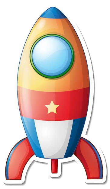 A sticker template with Rocket Space Cartoon isolated