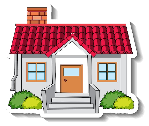 Free Vector sticker template with a single house isolated