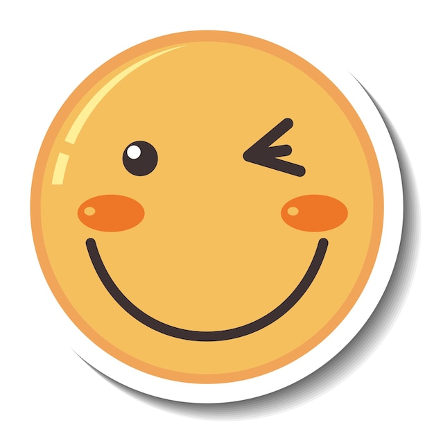 A sticker template with smile face emoji isolated