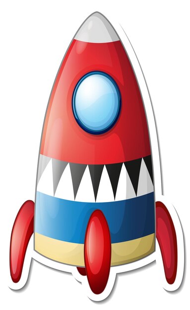 A sticker template with Space Ship Cartoon isolated