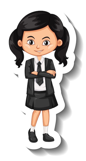 Free Vector a sticker template with a student girl in school uniform