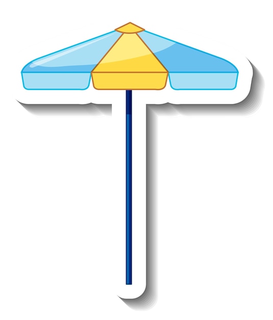 Sticker template with summer beach umbrella isolated