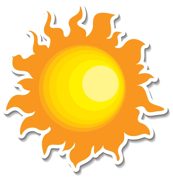 Free vector a sticker template with the sun in cartoon style isolated