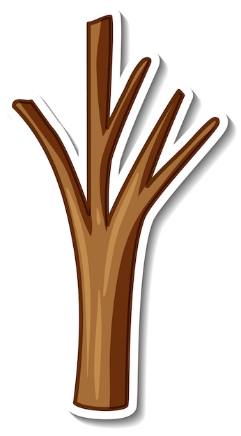 A sticker template with a tree without leaves in cartoon style isolated