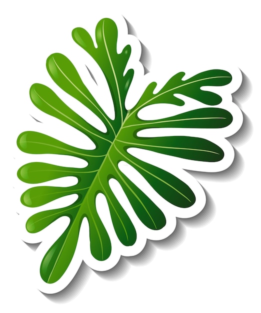 A sticker template with a tropical leaf isolated