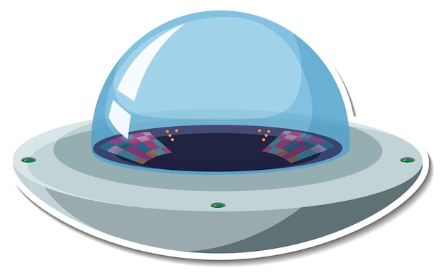 Sticker template with unidentified flying object (UFO) isolated