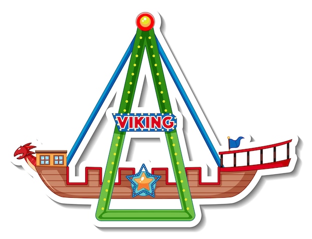 Free Vector sticker template with viking rides at fun fair isolated