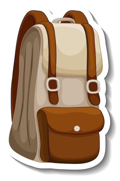 Free vector a sticker template with a vintage backpack isolated