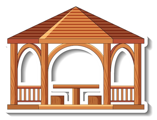 Free Vector sticker template with wooden gazebo isolated