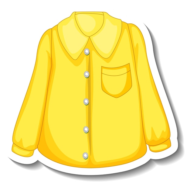 A sticker template with a yellow shirt for women isolated