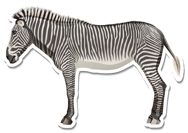 Free vector a sticker template of zebra cartoon character