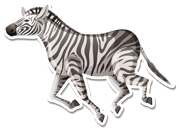 Free Vector a sticker template of zebra cartoon character