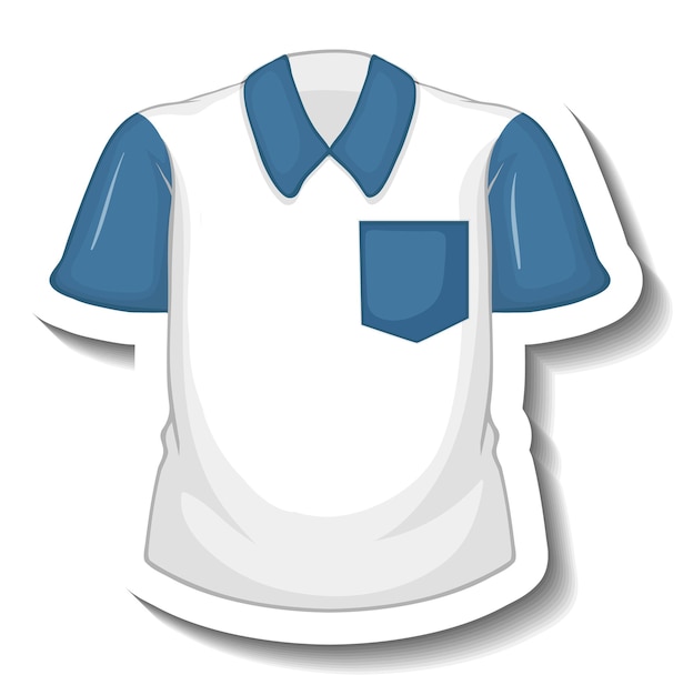 Free Vector sticker white shirt with blue sleeves