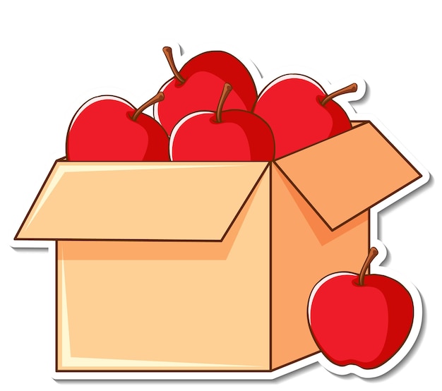 Free Vector sticker with many apples in a box