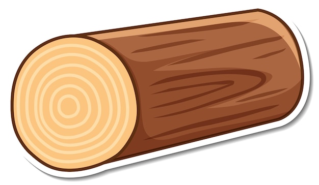 Free Vector sticker wooden log on white