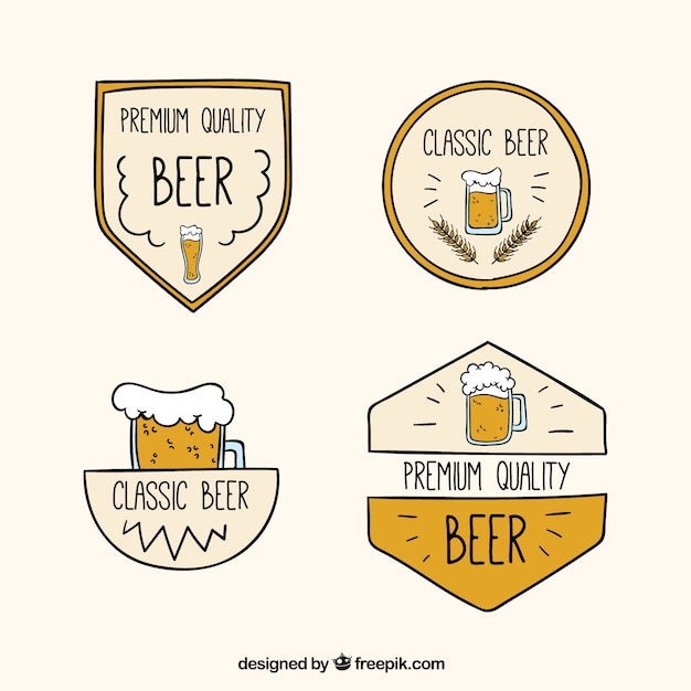 Free Vector stickers with beer mugs