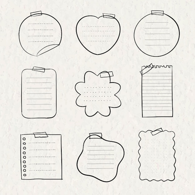 Sticky note vector set in hand drawn style