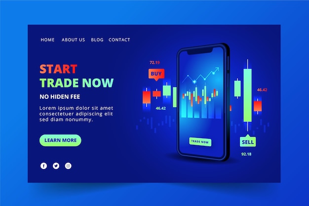 Free Vector stock exchange application landing page