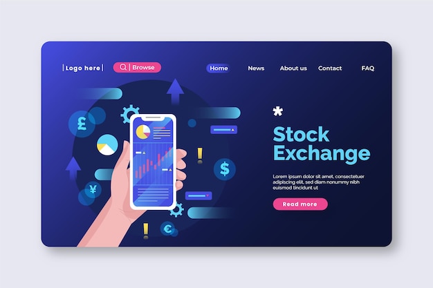 Free Vector stock exchange landing page