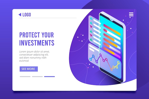 Free Vector stock exchange platform landing page template