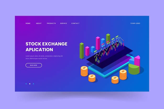 Stock exchange platform landing page template